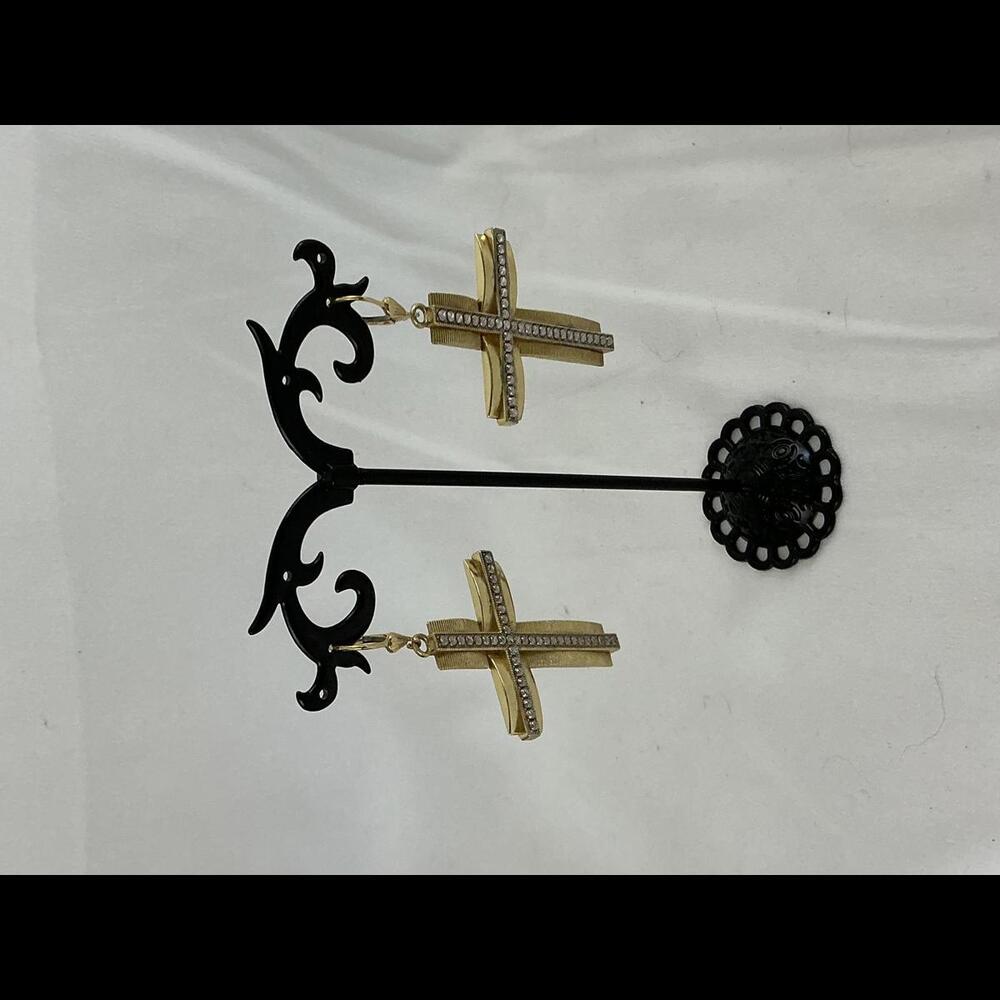 14k Stunning Gold Cross Earrings